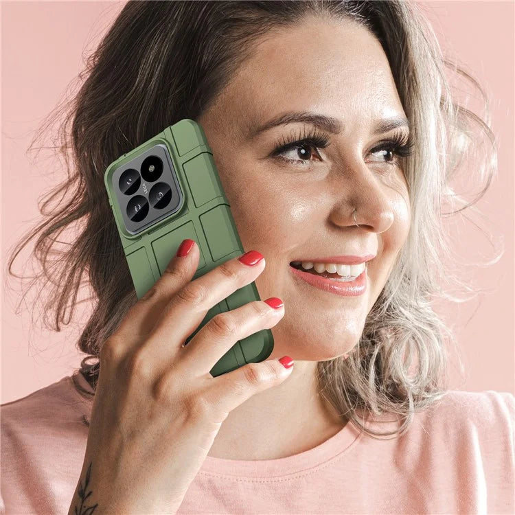 Phone Case for Xiaomi 14 Pro Slim-Fit Square Grid Texture TPU Phone Cover
