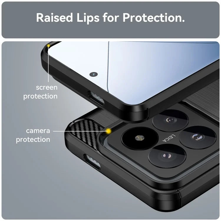 For Xiaomi 14 Pro Case TPU Carbon Fiber Texture Shell Slim-Fit Phone Cover