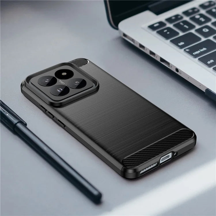 For Xiaomi 14 Pro Case TPU Carbon Fiber Texture Shell Slim-Fit Phone Cover