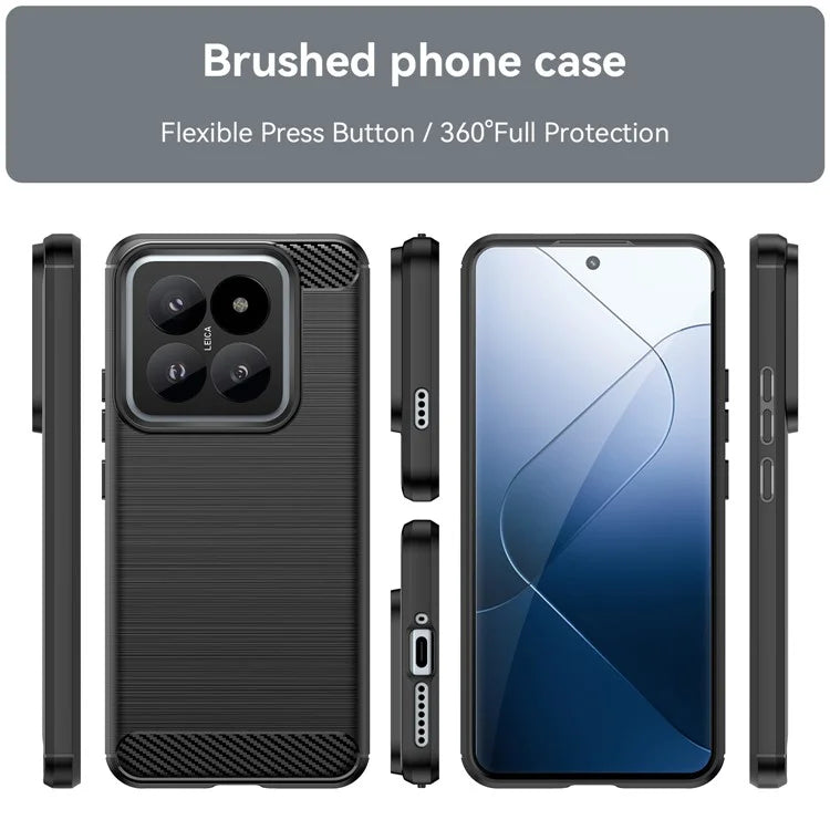 For Xiaomi 14 Pro Case TPU Carbon Fiber Texture Shell Slim-Fit Phone Cover