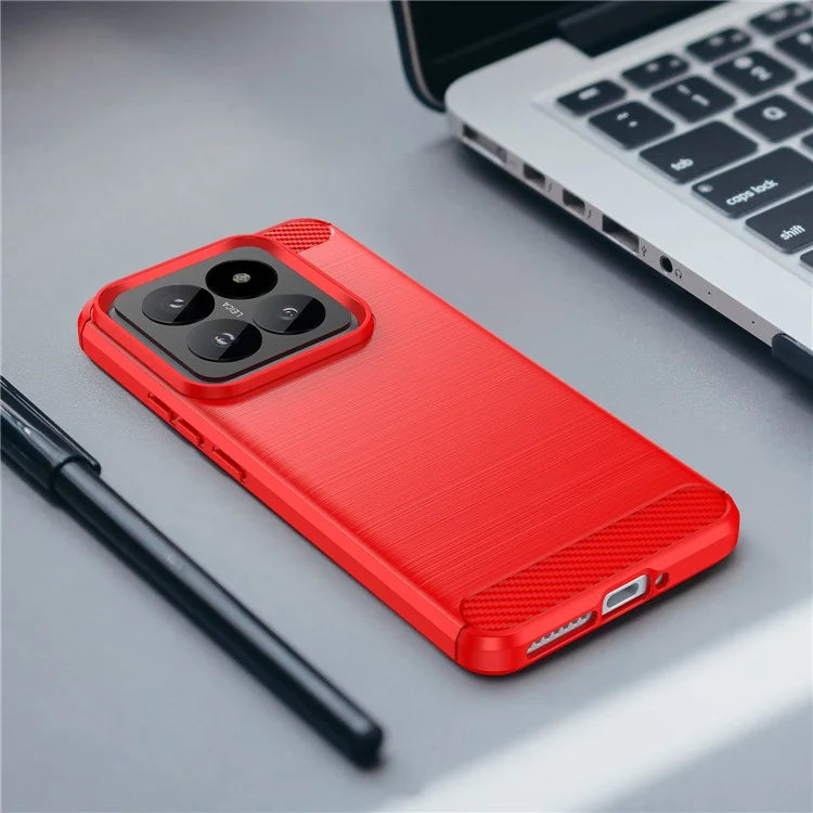 For Xiaomi 14 Pro Case TPU Carbon Fiber Texture Shell Slim-Fit Phone Cover
