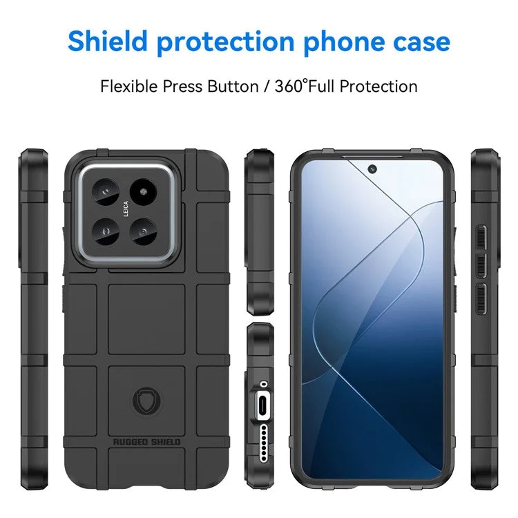 For Xiaomi 14 Case Slim-Fit Phone Shell Square Grid Texture TPU Phone Cover