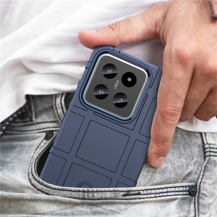 For Xiaomi 14 Case Slim-Fit Phone Shell Square Grid Texture TPU Phone Cover