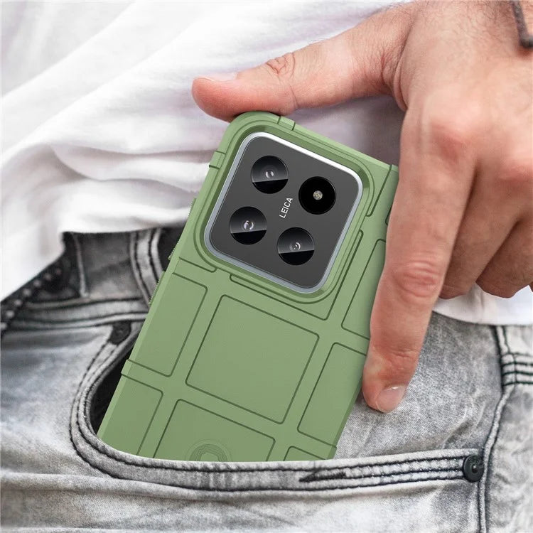 For Xiaomi 14 Case Slim-Fit Phone Shell Square Grid Texture TPU Phone Cover