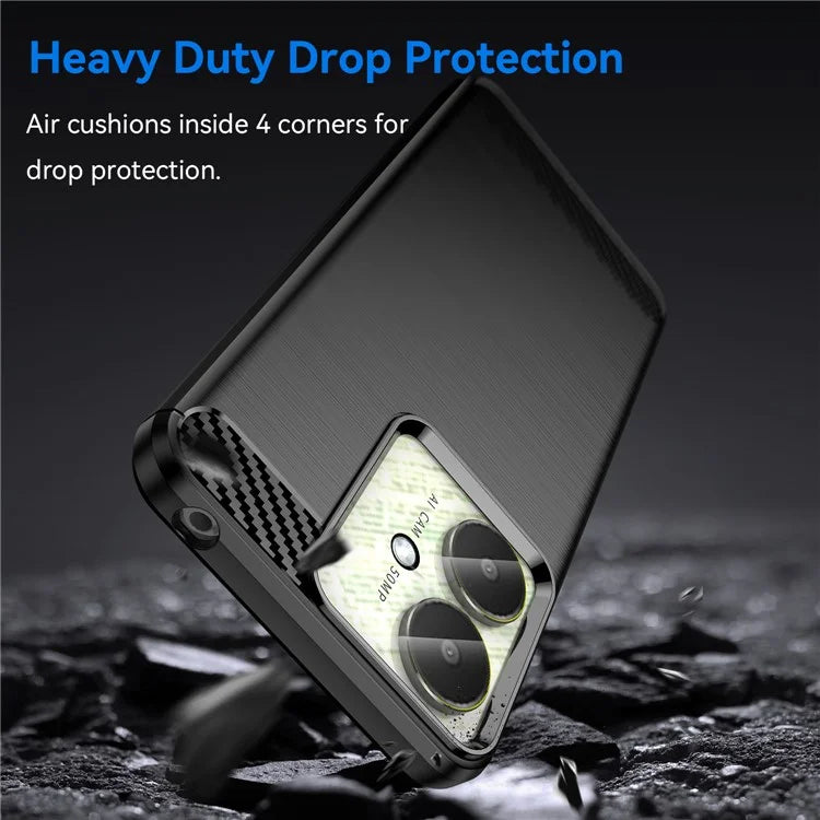 For Xiaomi Redmi 13C 4G / 5G / 13R 5G / Poco M6  / Poco C65 4G Case TPU Carbon Fiber Texture Cover