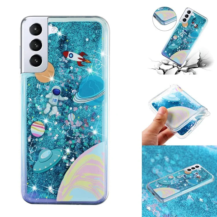 For Samsung Galaxy S24 TPU Case Embossment Pattern Quicksand Phone Cover