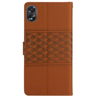 For Oppo A38 4G Case Imprinted Rhombus Leather Phone Wallet Cover