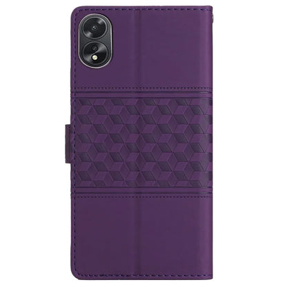 For Oppo A38 4G Case Imprinted Rhombus Leather Phone Wallet Cover