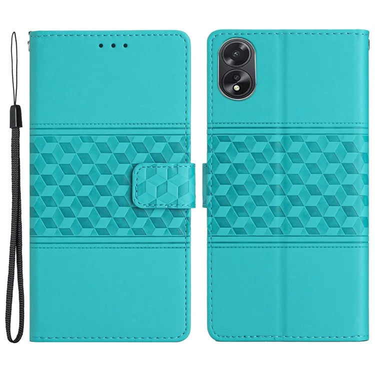 For Oppo A38 4G Case Imprinted Rhombus Leather Phone Wallet Cover