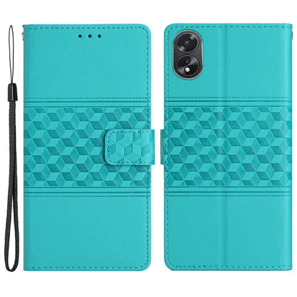 For Oppo A38 4G Case Imprinted Rhombus Leather Phone Wallet Cover