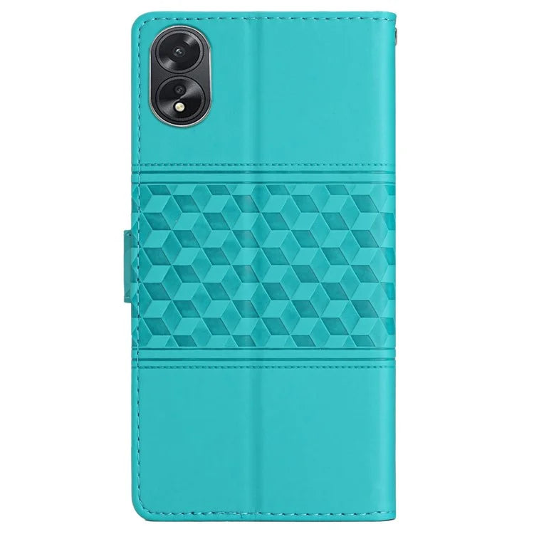 For Oppo A38 4G Case Imprinted Rhombus Leather Phone Wallet Cover