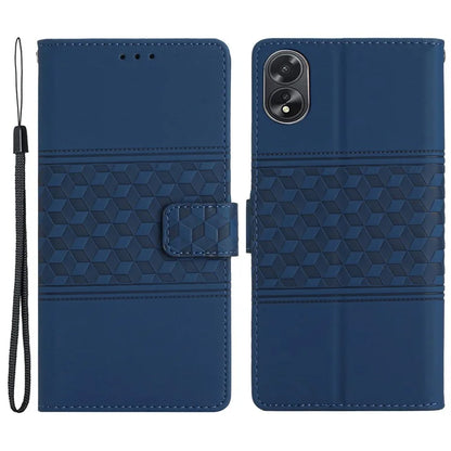 For Oppo A38 4G Case Imprinted Rhombus Leather Phone Wallet Cover