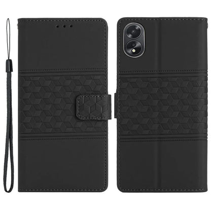 For Oppo A38 4G Case Imprinted Rhombus Leather Phone Wallet Cover
