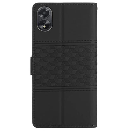 For Oppo A38 4G Case Imprinted Rhombus Leather Phone Wallet Cover