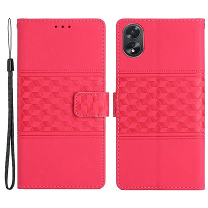 For Oppo A38 4G Case Imprinted Rhombus Leather Phone Wallet Cover