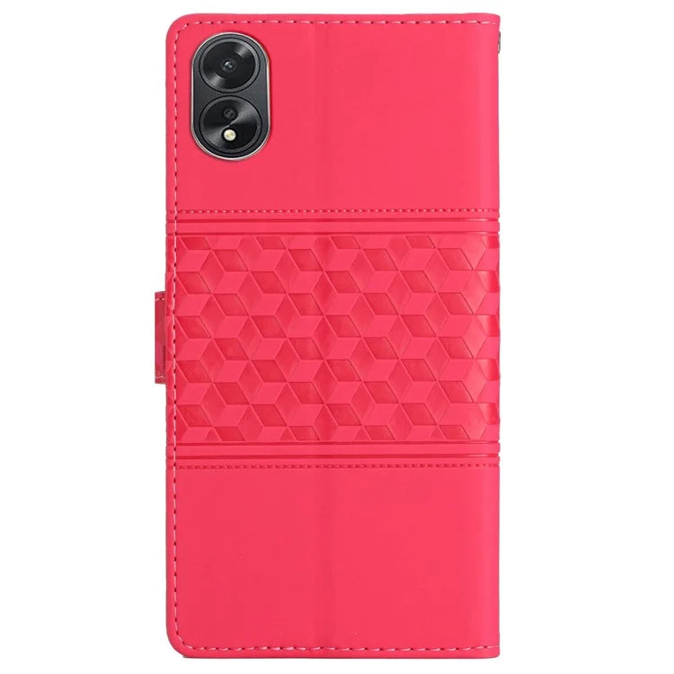 For Oppo A38 4G Case Imprinted Rhombus Leather Phone Wallet Cover