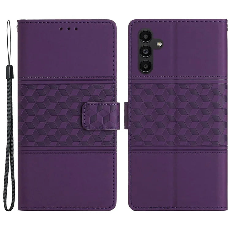 For Samsung Galaxy A15 5G Case Imprinted Rhombus Wallet Stand Cover