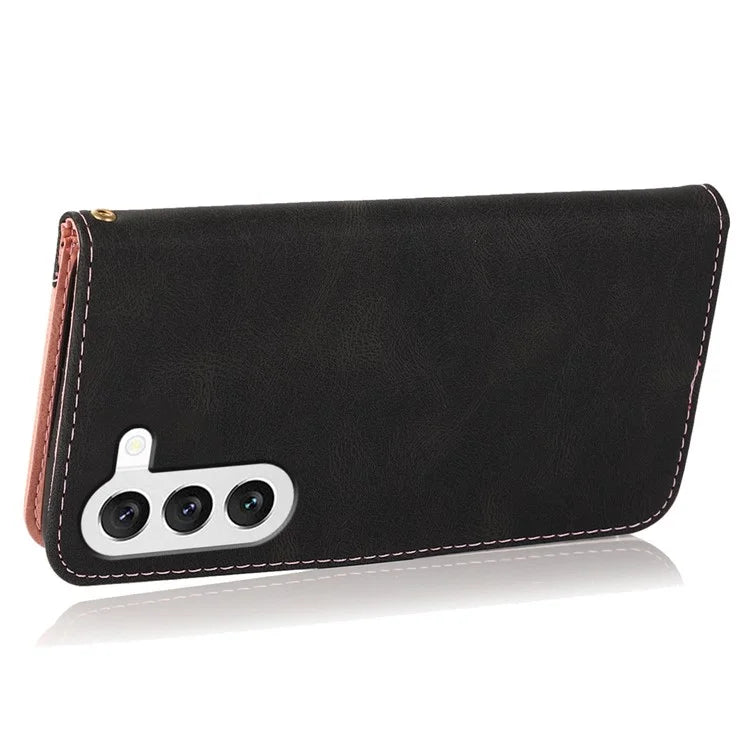 For Samsung Galaxy S24+ Case Color Splicing Phone Cover with Stand Wallet