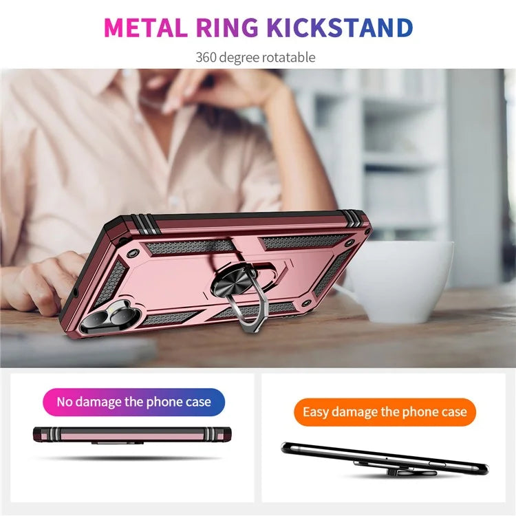 For Samsung Galaxy A05 4G Case Ring Kickstand TPU+PC Drop-proof Phone Cover