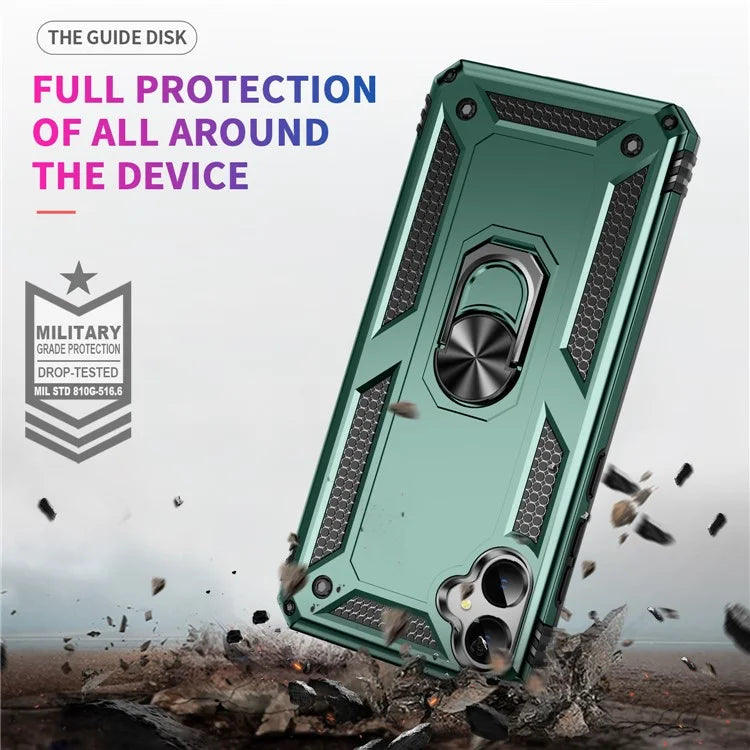 For Samsung Galaxy A05 4G Case Ring Kickstand TPU+PC Drop-proof Phone Coverish Green