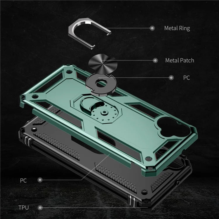 For Samsung Galaxy A05 4G Case Ring Kickstand TPU+PC Drop-proof Phone Coverish Green