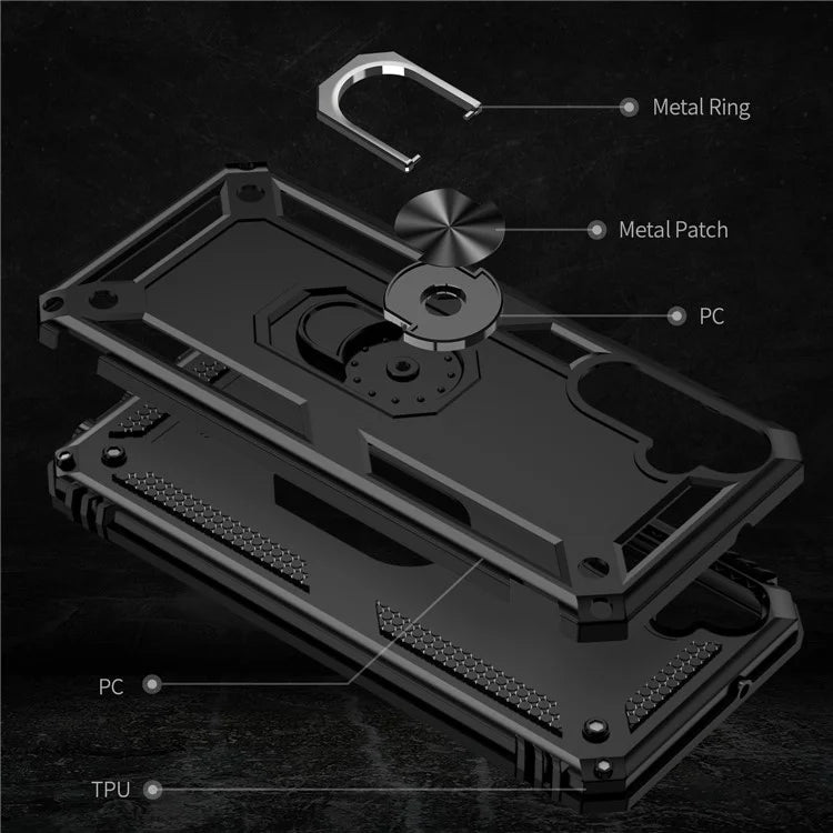 For Samsung Galaxy A05s 4G Case Ring Kickstand Anti-fall TPU+PC Phone Cover