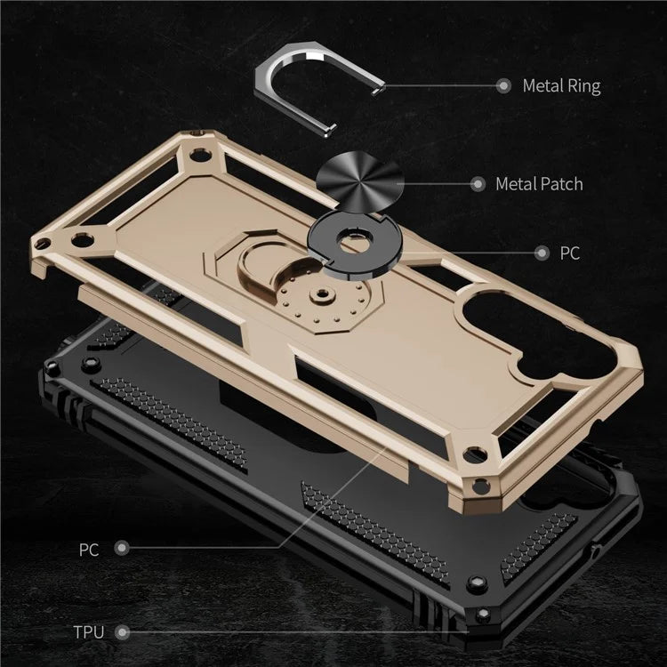 For Samsung Galaxy A05s 4G Case Ring Kickstand Anti-fall TPU+PC Phone Cover