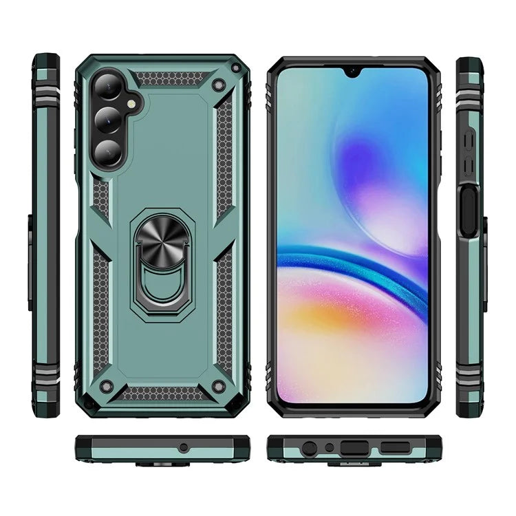 For Samsung Galaxy A05s 4G Case Ring Kickstand Anti-fall TPU+PC Phone Coverish Green