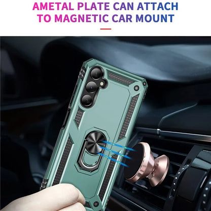 For Samsung Galaxy A05s 4G Case Ring Kickstand Anti-fall TPU+PC Phone Coverish Green