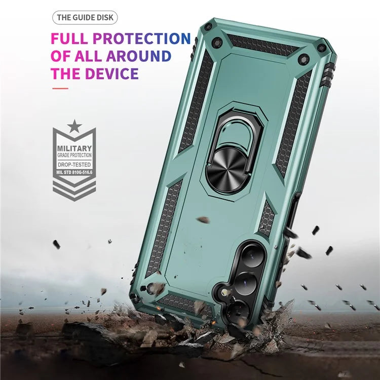 For Samsung Galaxy A05s 4G Case Ring Kickstand Anti-fall TPU+PC Phone Coverish Green