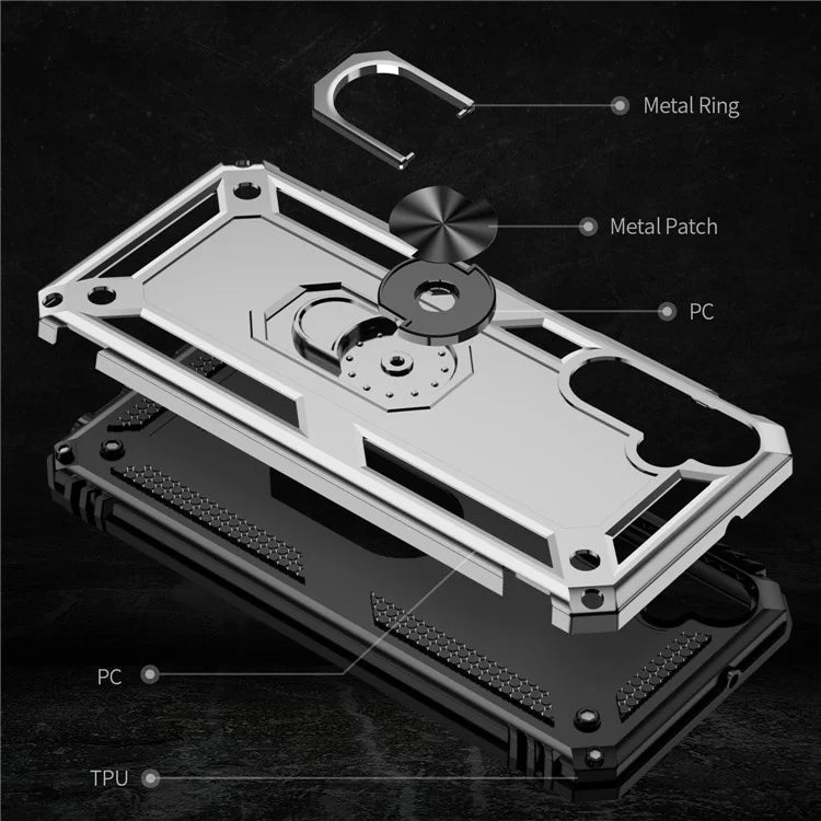 For Samsung Galaxy A05s 4G Case Ring Kickstand Anti-fall TPU+PC Phone Cover