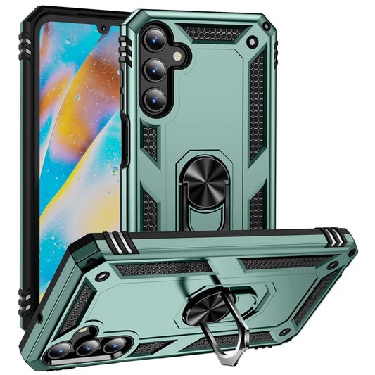 For Samsung Galaxy A15 5G Case PC+TPU Shockproof Phone Cover with Kickstandish Green