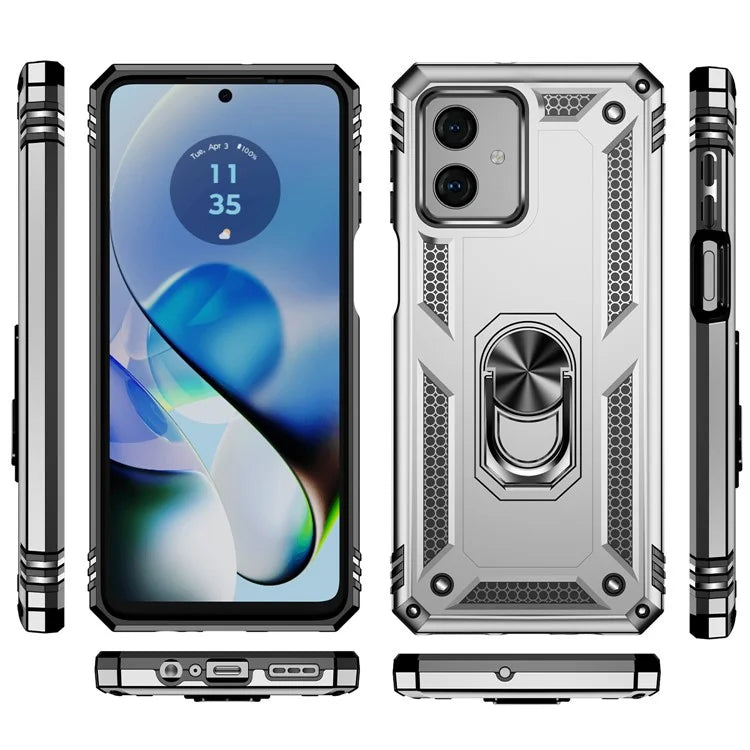 For Motorola Moto G54 5G Case Anti-scratch TPU+PC Ring Kickstand Phone Cover