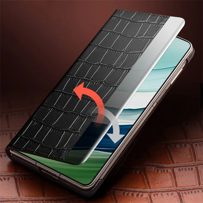 QIALINO For Huawei Mate X5 Case Anti-fall Genuine Cowhide Leather View Window Phone Protector with Kickstand
