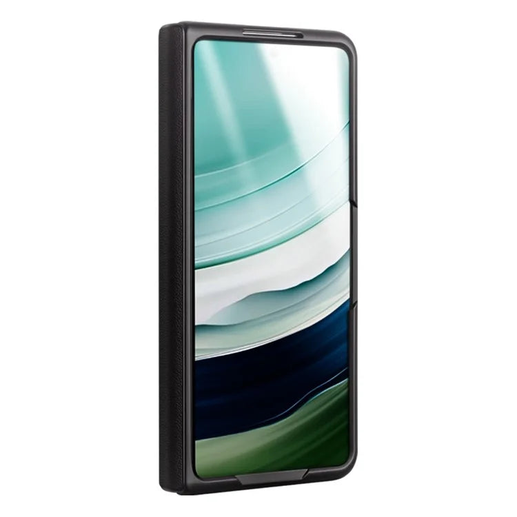QIALINO For Huawei Mate X5 Case Anti-drop Genuine Cow Leather+PC Kickstand Phone Cover with Tempered Glass Film