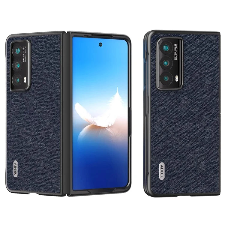 ABEEL For Honor Magic Vs2 5G Case Genuine Cow Leather Cross Texture Back Cover