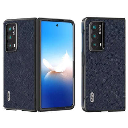 ABEEL For Honor Magic Vs2 5G Case Genuine Cow Leather Cross Texture Back Cover