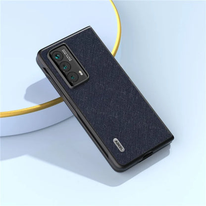 ABEEL For Honor Magic Vs2 5G Case Genuine Cow Leather Cross Texture Back Cover