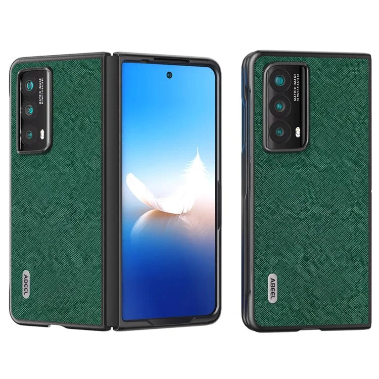 ABEEL For Honor Magic Vs2 5G Case Genuine Cow Leather Cross Texture Back Cover
