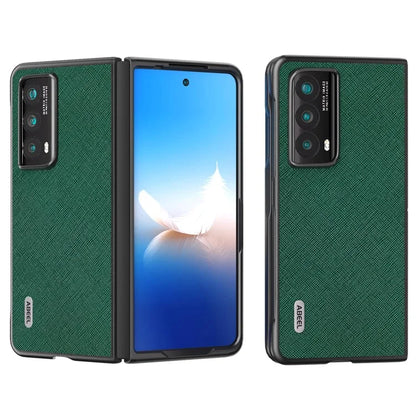 ABEEL For Honor Magic Vs2 5G Case Genuine Cow Leather Cross Texture Back Cover