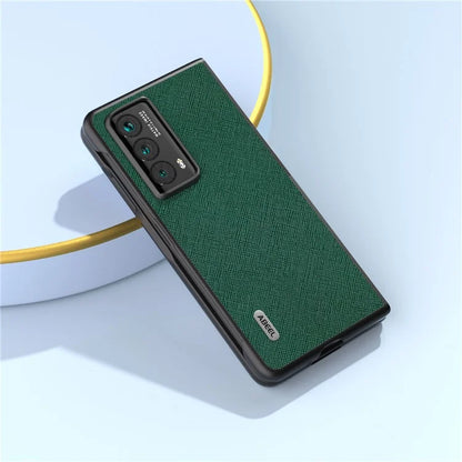 ABEEL For Honor Magic Vs2 5G Case Genuine Cow Leather Cross Texture Back Cover