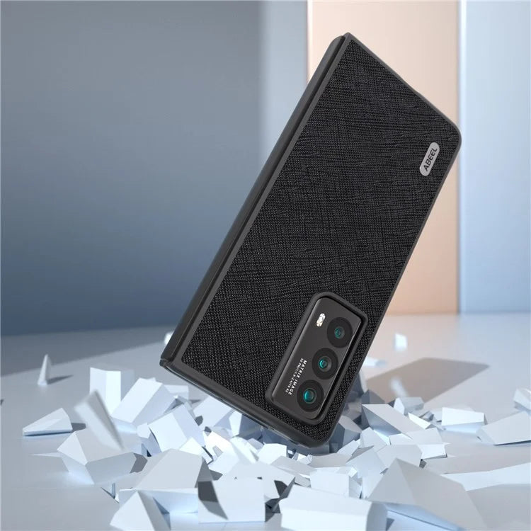 ABEEL For Honor Magic Vs2 5G Case Genuine Cow Leather Cross Texture Back Cover