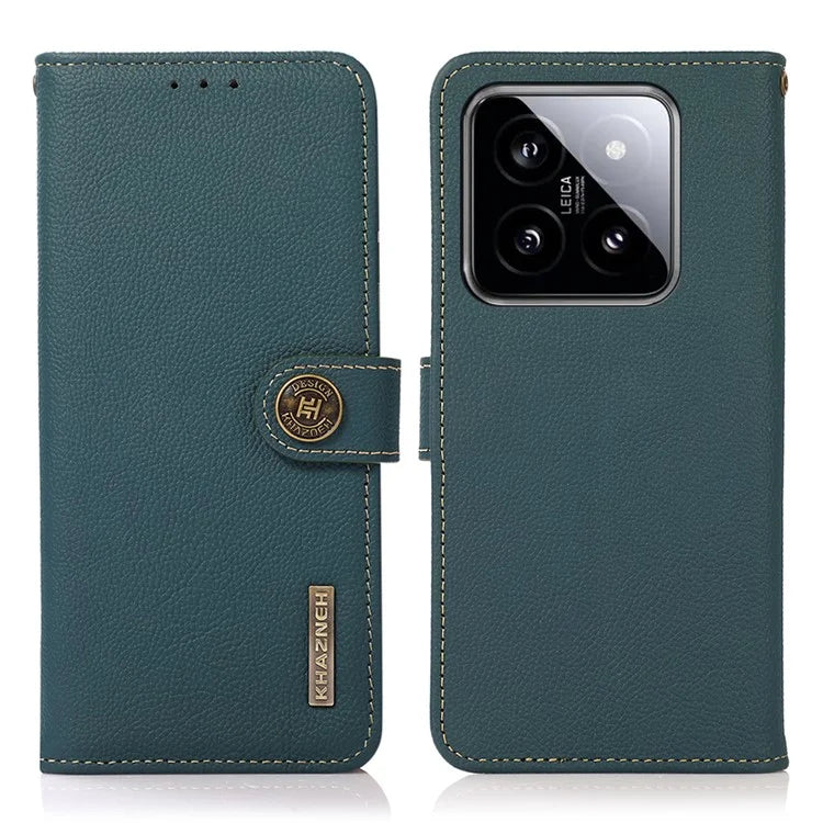 KHAZNEH For Xiaomi 14 Ultra Case Wallet Stand Genuine Cow Leather Cover