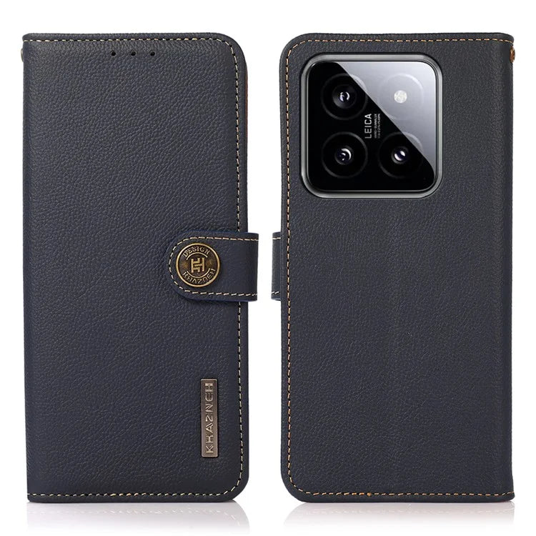 KHAZNEH For Xiaomi 14 Ultra Case Wallet Stand Genuine Cow Leather Cover