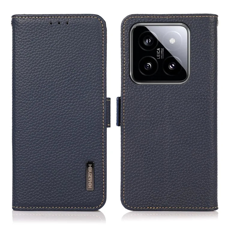 KHAZNEH For Xiaomi 14 Case Magnetic Clasp enuine Cow Leather Wallet Cover