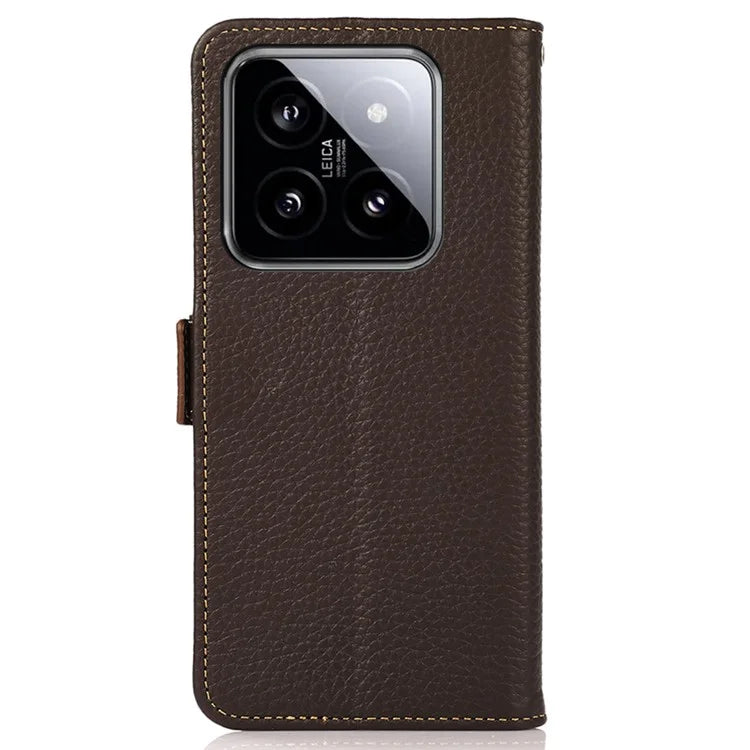 KHAZNEH For Xiaomi 14 Case Magnetic Clasp enuine Cow Leather Wallet Cover