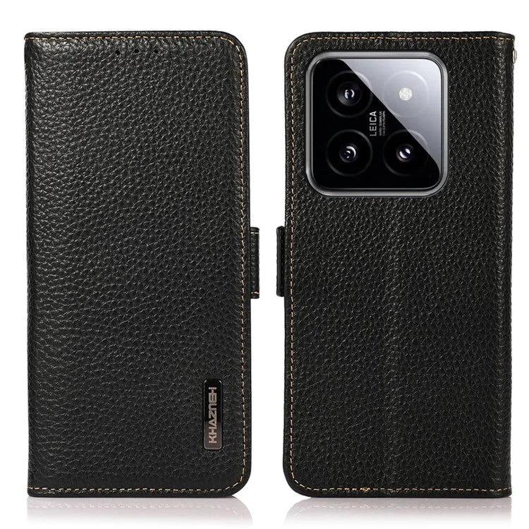 KHAZNEH For Xiaomi 14 Case Magnetic Clasp enuine Cow Leather Wallet Cover