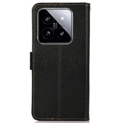 KHAZNEH For Xiaomi 14 Case Magnetic Clasp enuine Cow Leather Wallet Cover