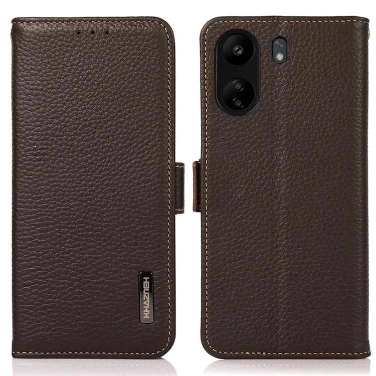 KHAZNEH For Xiaomi Redmi 13C 4G / Poco C65 4G Case RFID Blocking Litchi Texture Wallet Cover