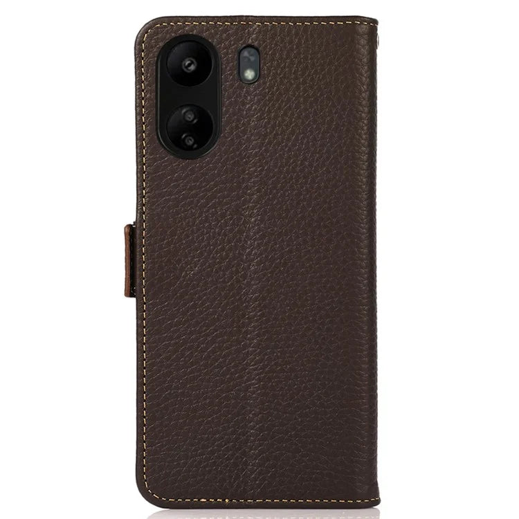 KHAZNEH For Xiaomi Redmi 13C 4G / Poco C65 4G Case RFID Blocking Litchi Texture Wallet Cover